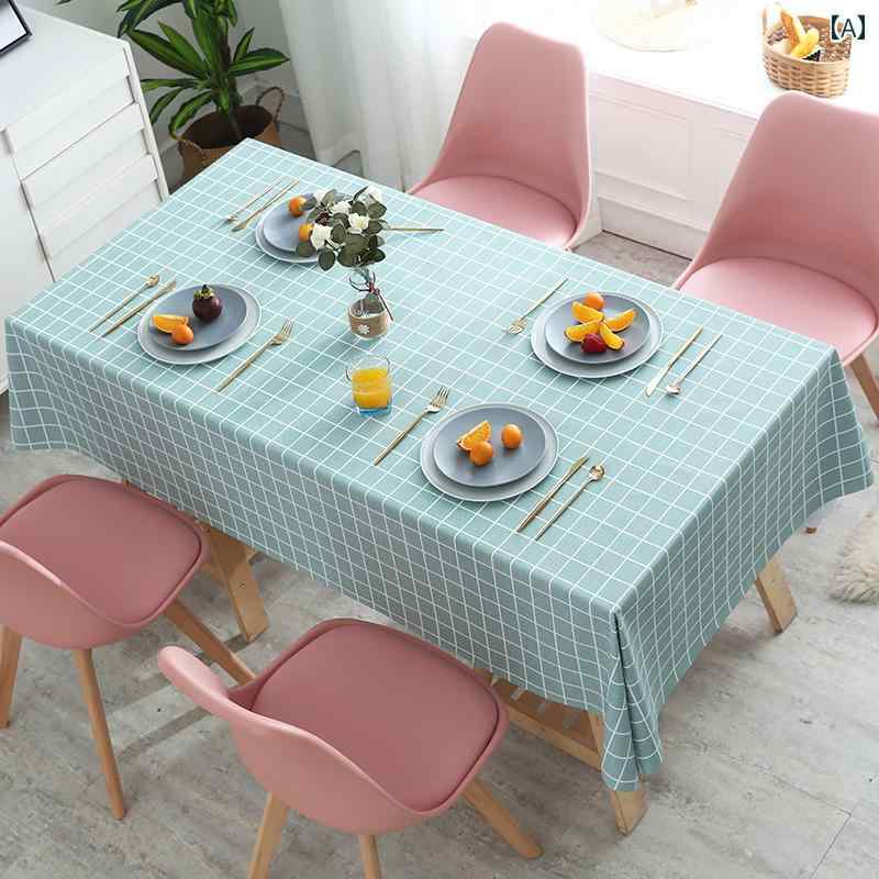 ガーリー チェック 柄 テーブル クロス 北欧 風 軽量 豪華 防水・ 防 油 洗える 長方形 ダイニング コーヒー マット イン スタイル セレブ