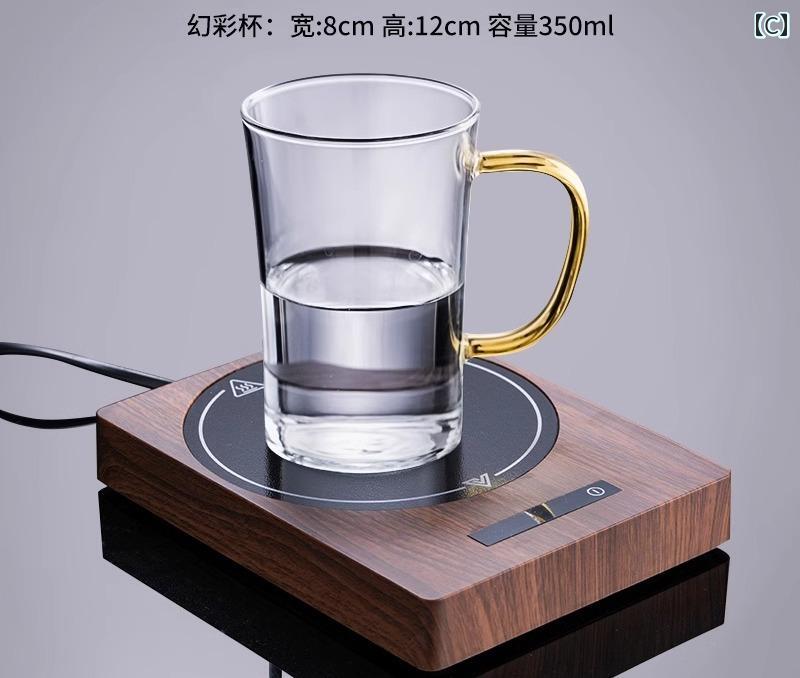 LINEAR shopの水 沸騰 100度まで加熱 定温 オフィス ティーポット カップ ガラス 保温 セット コーヒーカップ ティーセット ウォールナット｜アングル3