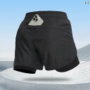 メンズ スポーツ ショーツ 夏 ランニング フィットネストレーニング スクワット スリーポイント パンツ 速乾性 フェイクツーピース 重ね着風 陸上 競技