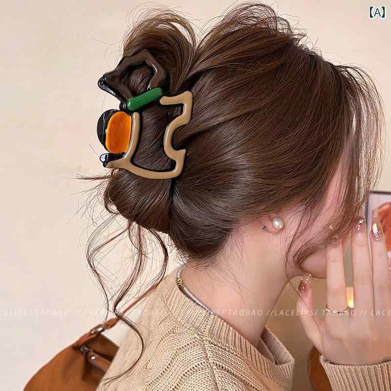 コントラストカラー クリップ 子犬 女の子 2025 豪華 大型 サメ ヘアピン 後頭部 アクセサリー アップ..