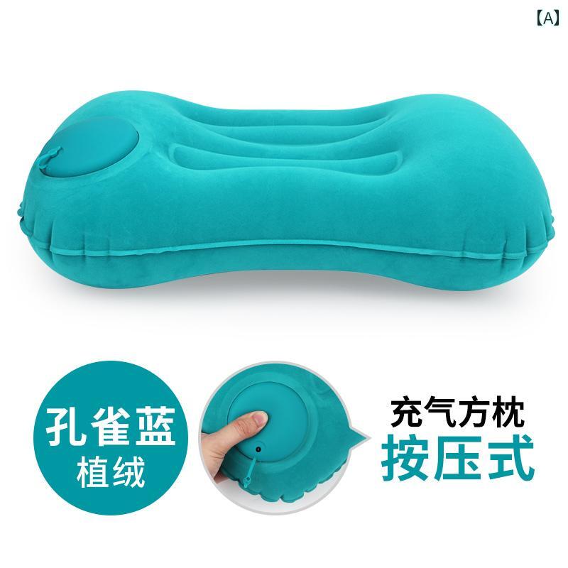 Bedding - インフレータブル 枕 旅行用 U字型 ポータブル 腰 クッション 車用 うつ伏せ 寝用 折りたたみ式 膨らませ 可能 アウトドア
