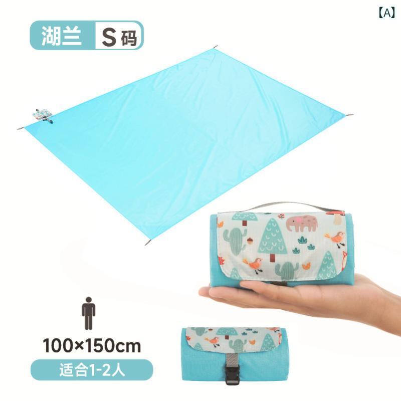 ミニ ピクニック マット 春 お出かけ 軽量 防水 ビーチ ポータブル 防湿布 アウトドア キャンプ 芝生 小型 カジュアル 持ち運び
