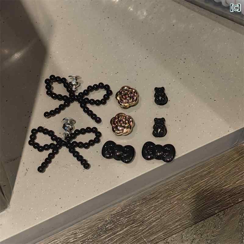 クロックス ホール シューズ アクセサリー ブラック ラインストーン ビッグボウ バックル シューズフラワー カジュアル かわいい