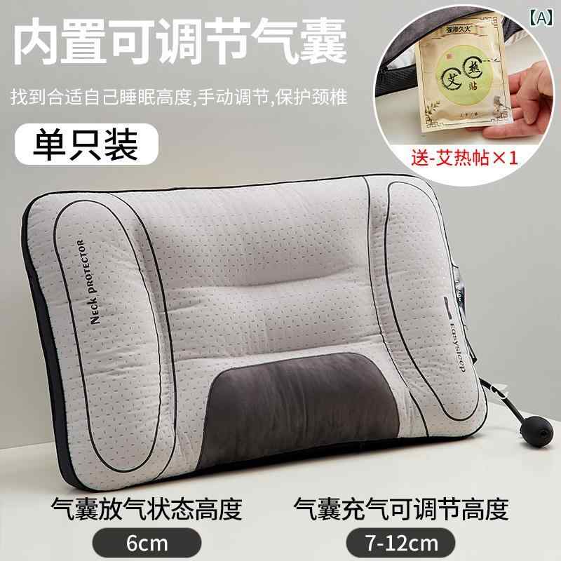 蕎麥枕頭 - エアバッグ インフレータブル メモリー フォーム 頸椎 保護 睡眠 サポート ソバ 枕 コア トラクション ホット コンプレッション 家庭用 頭用 ペア