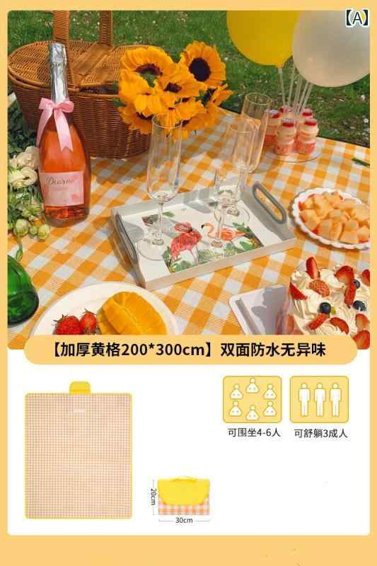 折りたたみ バッグ 収納 屋外用 ピクニック マット 防湿 厚手 アウトドア キャンプ 防水 ポータブル 春 外出 布 芝生 遠足 持ち運び コンパクト カジュアルサイズ：200cm×300cm