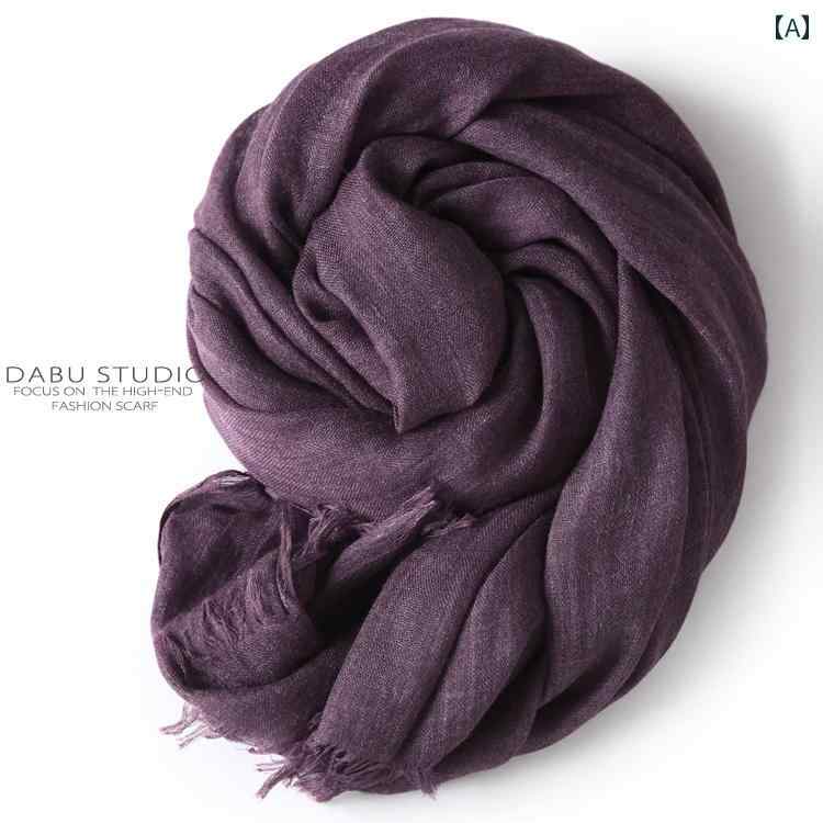 女性 綿 リネン スカーフ 特大 秋冬 暖かい 無地 長期 旅行 写真 撮影 春夏 サンシェード エアコン シ..