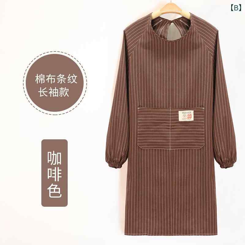 夏 女性用 長袖 エプロン 薄手 家庭用 キッチン 作業服 通気性 2025年 ケータリン...