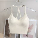 背中開き スポーツブラ レディース ヨガ ランニング ピラティス トレーニング キャミソール ブラトップ おしゃれ 無地 ツートーンカラー