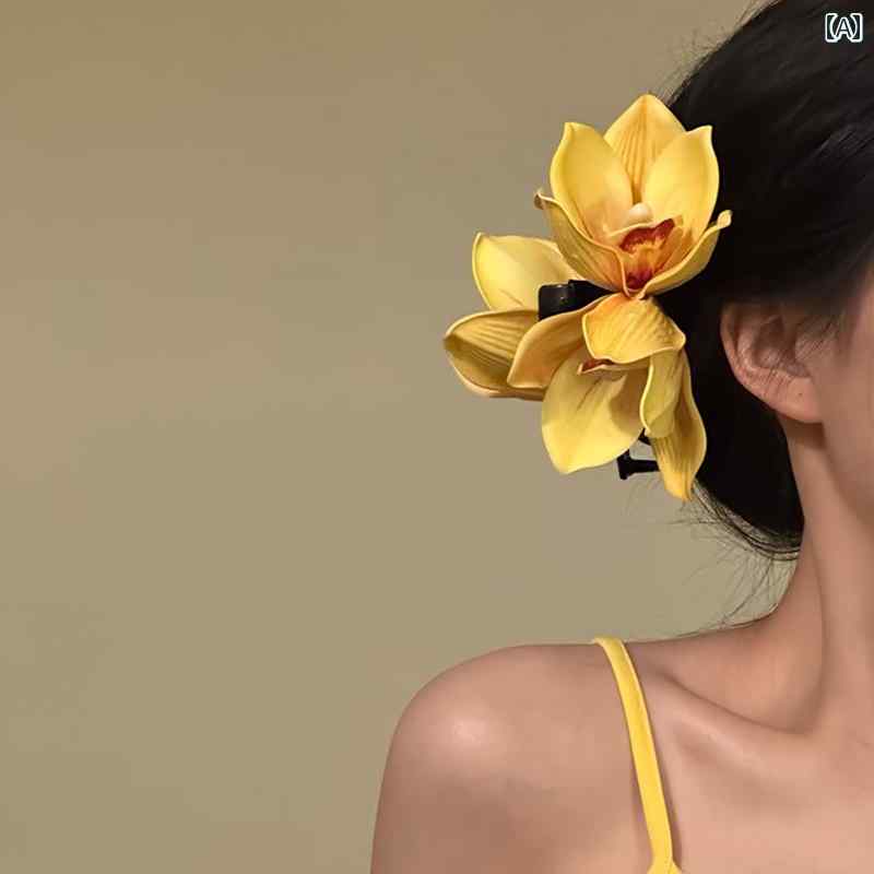 バナナ ガーデンアイランド 夏 黄色い花 ヘア ピン サイド クリップ ホリデー アクセサリー アップスタ..