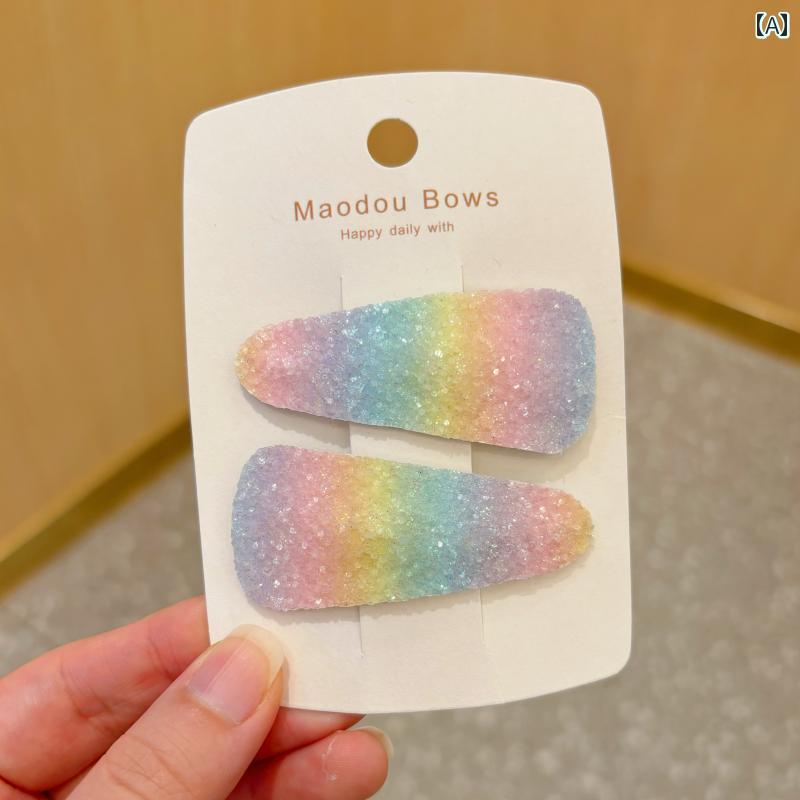 かわいい レインボーカラー グラデーション ヘアピン スパンコール プリンセス ク...