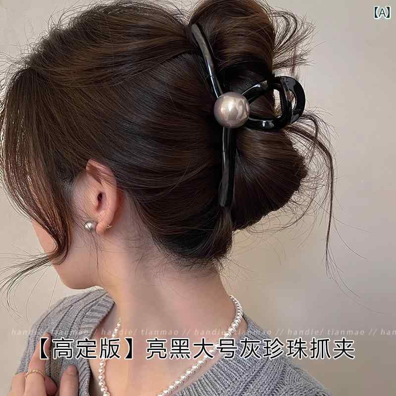 ヘアピン グラブ クリップ 女性 2025 豪華 夏 真珠 後頭部 おだんご 大きな 髪 ボリューム ビッグ サメ アップスタイル おしゃれ エレガント