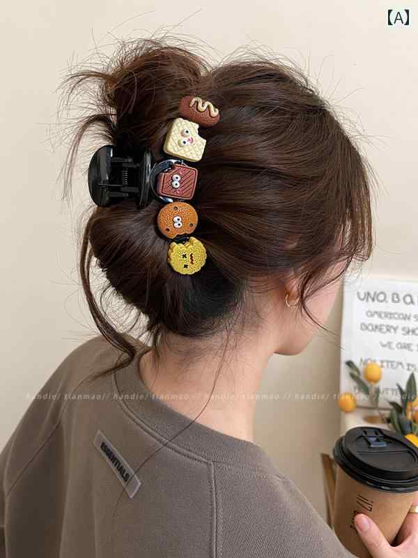 ビスケット 大きな クリップ 女性用 2025 春夏用 豪華 ヘア 後頭部用 シャーク ヘッド ドレス アップス..