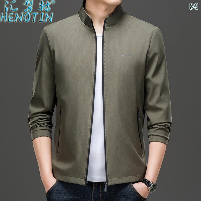 ジャケット 男性用 薄手 カジュアル スタンドカラー ブルゾン メンズ アウトドア 防風 カーディガン ジ..