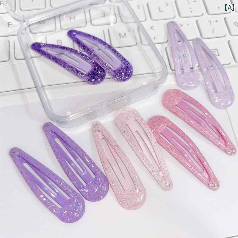 子供用 女の子 ヘアピン オイル ドロップ グリッター スパンコール キラキラ プリンセス ヘッド ドレス アクセサリー BB クリップ ウォータードロップ