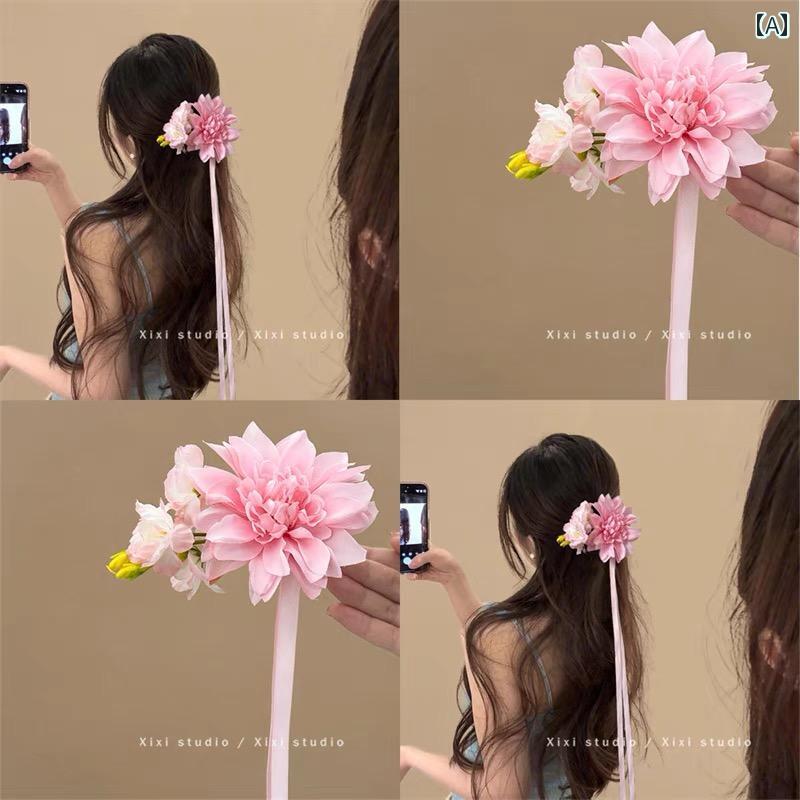 花 かんざし コレクション サイド ヘアピン チュール 妖精 フラワー レトロ アクセ...