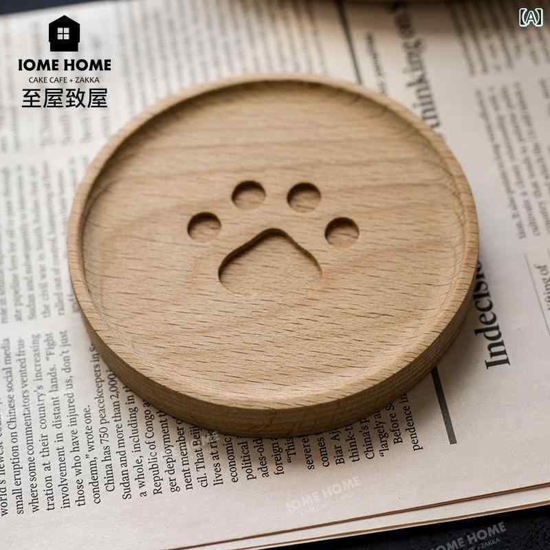 ティーカップ 木製 トレイ マット 断熱 パッド おしゃれ デザート 小さめ プレート 丸型 ホーム 無垢材 ブナ コースター キッチン