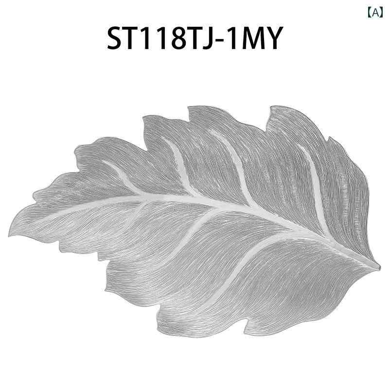 北欧風 メープルリーフ 装飾 金箔 押し ホーム コースター PVC テーブル マット 断熱 滑り止め 防水 火傷防止 汚れ プレースマット