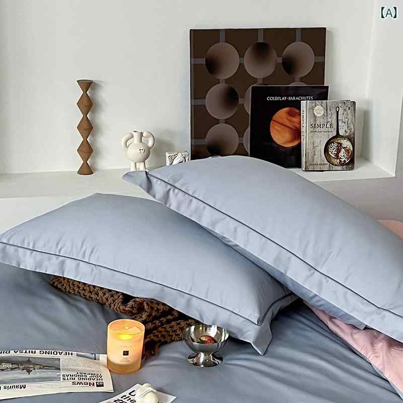 繊維 綿 枕カバー 1組 豪華 無地 ホテルスタイル 家庭用 シンプル コットン ラインデザイン ピローケース おしゃれ カラー