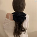特大 サイズ 4 段重ね 白黒 レース プリーツ ヘア ネクタイ 韓国 ロープ 女性用 アクセサリー おしゃれ かわいい カジュアル
