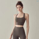 背中開き スポーツブラ レディース ピラティス ヨガウェア トップス ランニング フィットネス セットアップ パンツ ブラトップ