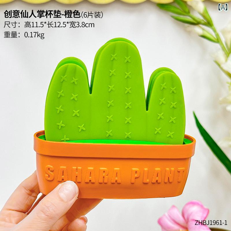 おしゃれ サボテン コースター 植物 鉢植え 断熱 防火 滑り止め コーヒー マット デスク トップ 装飾品 豪華 かわいい インテリア