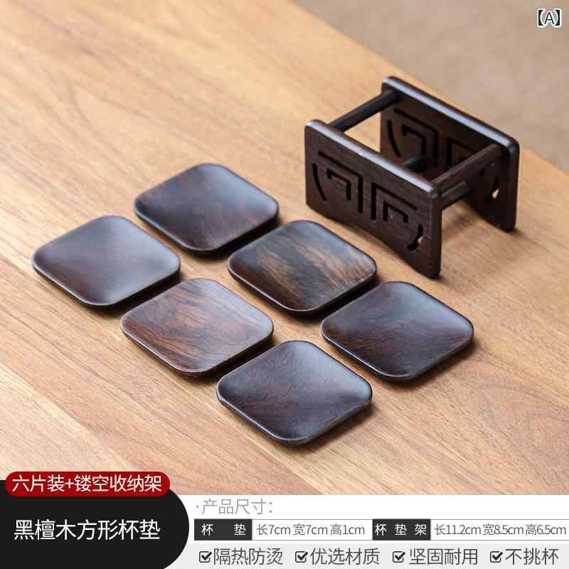 黒檀 無垢材 ティーマット コースター 茶道 カンフー 茶 おしゃれ ティーセット アクセサリー 木製 断熱 インテリア キッチン