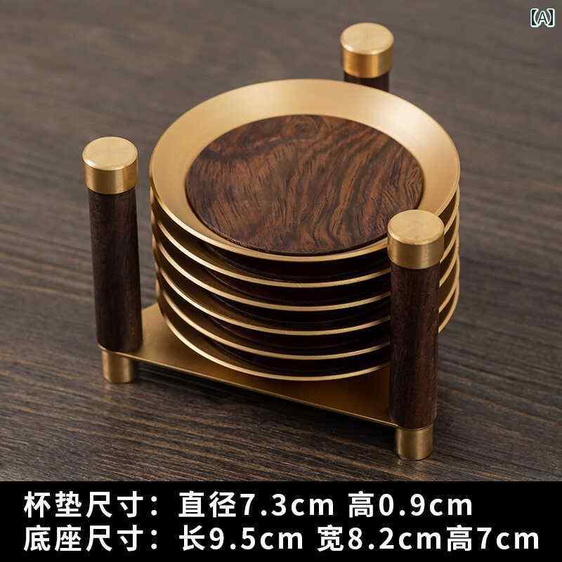豪華 真鍮 無垢材 ティーカップ マット ティート レイ ティーマット チャイナ風 トレイ セット おしゃれ 断熱 ティーテーブル 装飾品