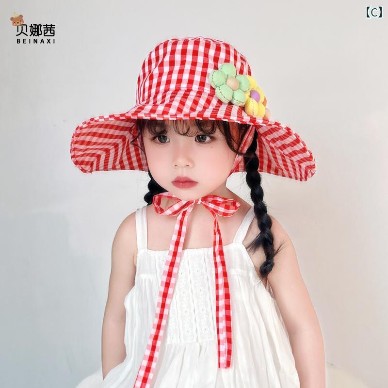 子供用 帽子 春秋用 薄型 女の子用 サンハット 中型・ 大型 ビーチ 夏用 つばの大きい フィッシャーマンハット キッズ カジュアル