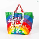 防水 大型 大容量 大きいサイズ トートバッグ ナイロン ポップカラフルイラスト おしゃれ レインボー かわいい エコバッグ 旅行