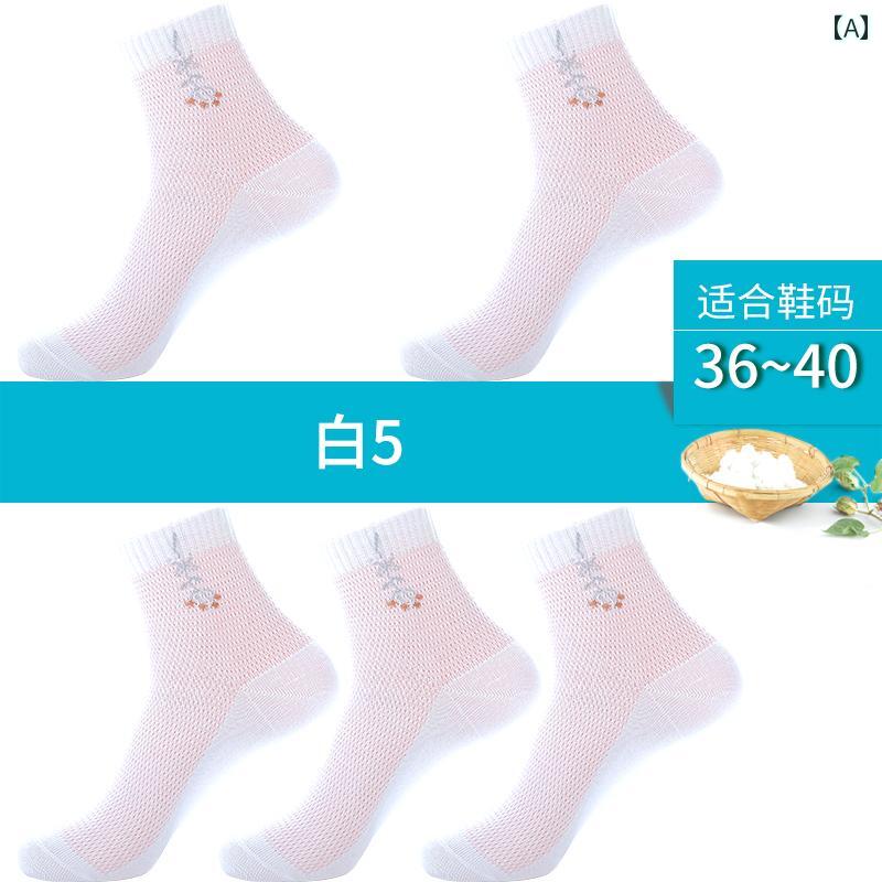 ホワイト ソックス レディース コットン デオドラント コットンメッシュ 通気性 20...