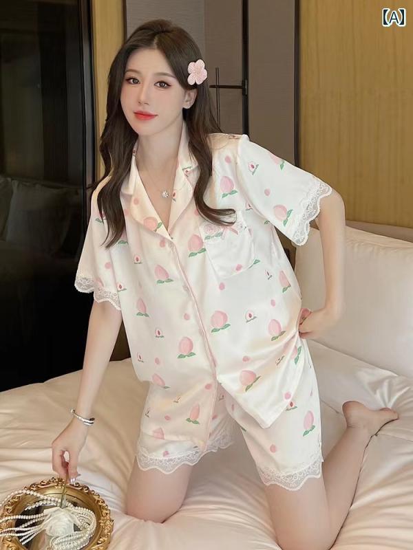 パジャマ レディース 夏 涼しい クール 快適 半袖 長袖 家着 薄手 スリーピース スーツ レースエッジ スイート 風 カジュアル