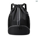 バスケットボール スイミング ドライ ウェット 別々 水着 収納 スポーツ バックパック トレーニング フィットネス 巾着 ブラック ブルー グレー グリーン オレンジ レッド イエロー