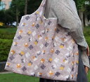 ショッピング バッグ 折りたたみ式 ポータブル 手持ち 布 大容量 耐久性 防水 花柄 フラワー チェック ねこ アニマル カラフル