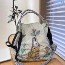ショルダーストラップ 刺繍 オックスフォード 布 バッグ ナイロン エコバッグ おしゃれ ドーナツ ハリネズミ カラフル ハンドバッグ