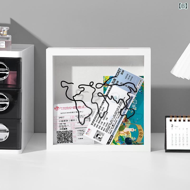 タイム フラグメント フォトフレーム チケット 半券 収納 ボックス 映画 コンサート 大型 ホワイト 壁 飾り 吊り下げ 装飾品 記念