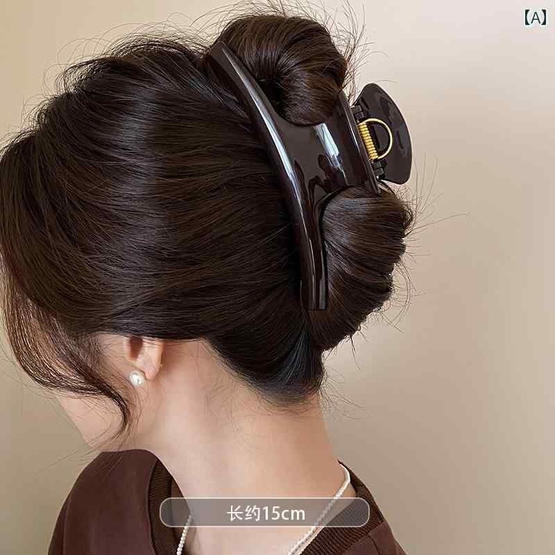 特大 カーブ アクリル ヘアアクセサリー クリップ ヘアセット アップスタイル べっこう シンプル カラー カラフル ロングヘア