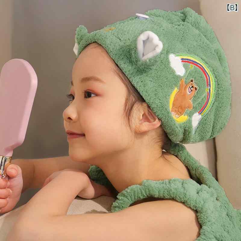 かわいい 厚手 シャンプー ドライ ヘア ロング タオル シャワー キャップ 大人用 ...