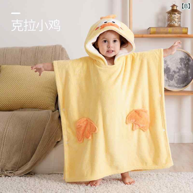 LINEAR shopの幼児 子供用 バス タオル ベビー フード 付き マント バスローブ 可能 女の子 男の子 大きな ラップ 秋冬 キッズ かわいい｜アングル2