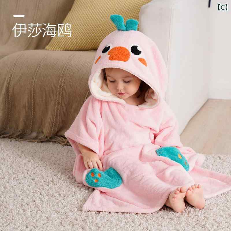 LINEAR shopの幼児 子供用 バス タオル ベビー フード 付き マント バスローブ 可能 女の子 男の子 大きな ラップ 秋冬 キッズ かわいい｜アングル3
