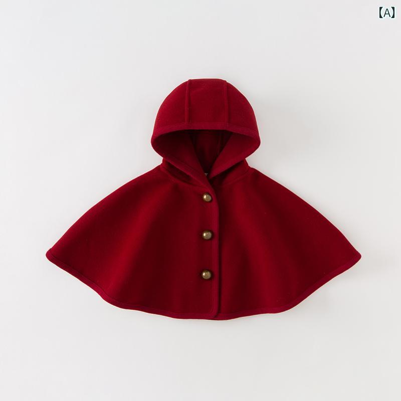 デビッド ベラ ベビー ケープ 春秋 子供用 お出かけ 女の子 レッド ショール コート 防風 キッズ カジュアル かわいい おしゃれ
