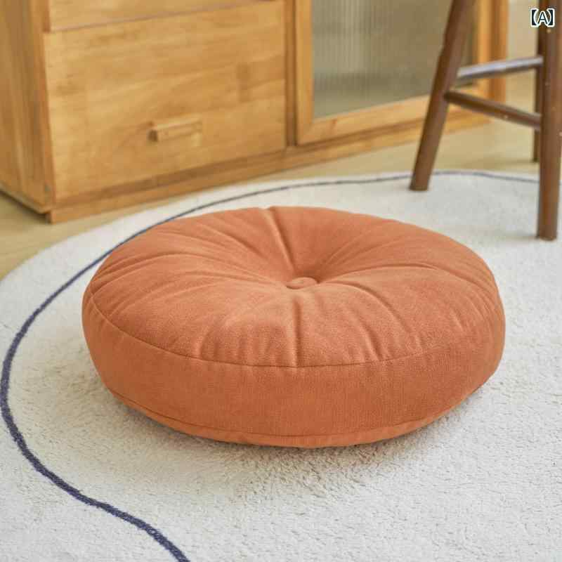 Rakuten - シェニール 布団 クッション 厚手 生地 円形 和風 バルコニー 出窓 畳 窓辺 床 洗濯機洗い可 カジュアル かわいい インテリア