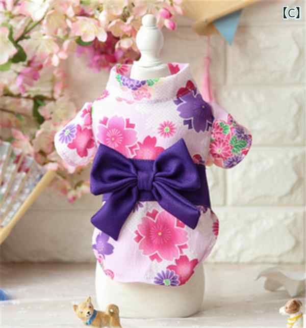 桜 季節 着物 ペット 秋 小型犬 猫 服 夏 ドレス 浴衣 夏祭り サマー かわいい 和柄 和風 ペットウェア ドッグ いぬ 3