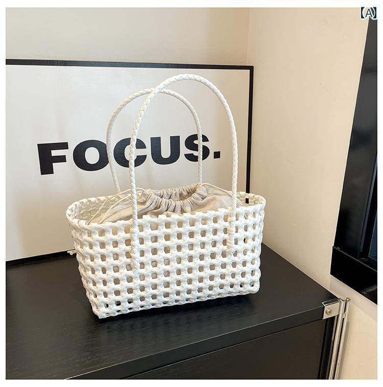 韓国 デザイナーの 編み ホリデー 野菜 バスケット ビーチ ショッピング 脇下 ショルダーバックパック レディース.可愛いカラフルカラー