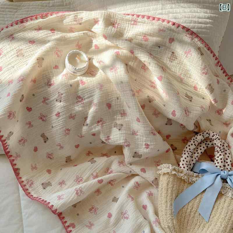 LINEAR shopの水玉模様 子犬 A型 厚手 綿 しわ 糸 ブランケット 春夏用 オフィス用 エアコン インテリア コットン カジュアル かわいい｜アングル2