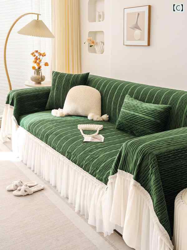 2025年 クリーム スタイル ソファ タオル ワンピース フル カバー 四季 ユニバーサル 滑り止め オールインクルーシブ 布 ブランケット [3]