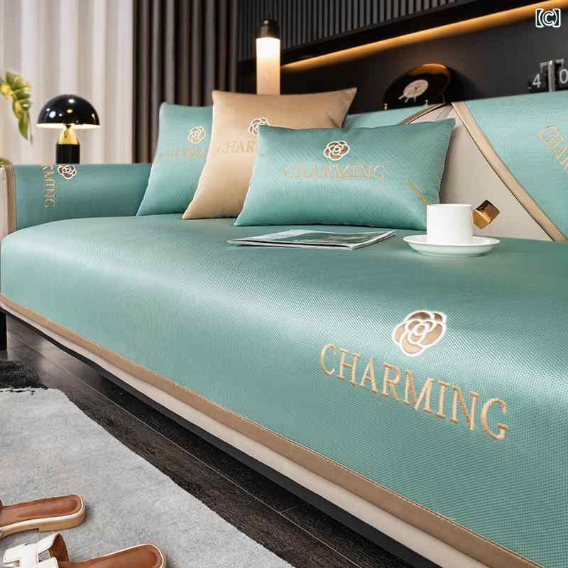 ソファ マット クッション 夏 涼しい クール 快適 カバー 固定 滑り止め 2025 スタイル インテリア リビングルーム おしゃれ [2]