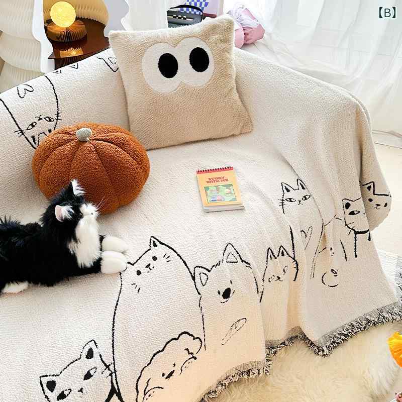 ワンピース フル カバー ハーフ エッジ ベルベット ソファ タオル ソファカバー 布 インテリア リビング カジュアル かわいい [2]