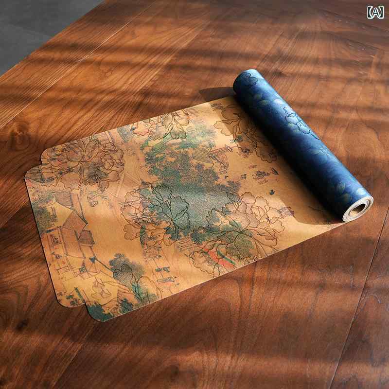 レトロ 絵画 防水 ティーマット 両面 2枚 絵 禅 テーブル フラッグ ティート レイ マット ティーテーブル クロス 刺繍 ロングティー素材: 混紡仕様: 30*120cm (21X47 ティーマットを送る).30*160cm (21X...