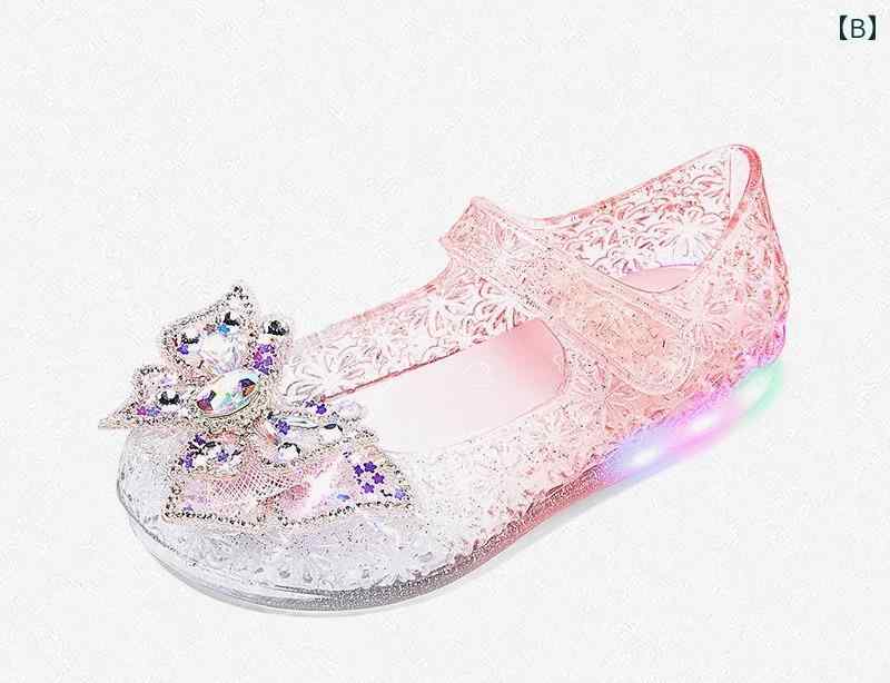 ガールズ ジェリー サンダル 光る プリンセス 夏 ビーチ ベビー バレエシューズ パ...