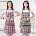 エプロン 女性用 おしゃれ 厚手 コットン 家庭用 キッチン 調理 仕事 通気性 チェック柄 サスペンダー ウエスト ホームインテリア シンプル カジュアル